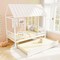 Kids' White House Bed with Trundle Sturdy Pine Wood and Safe Sleep Design Fun and Practical Bed for Children